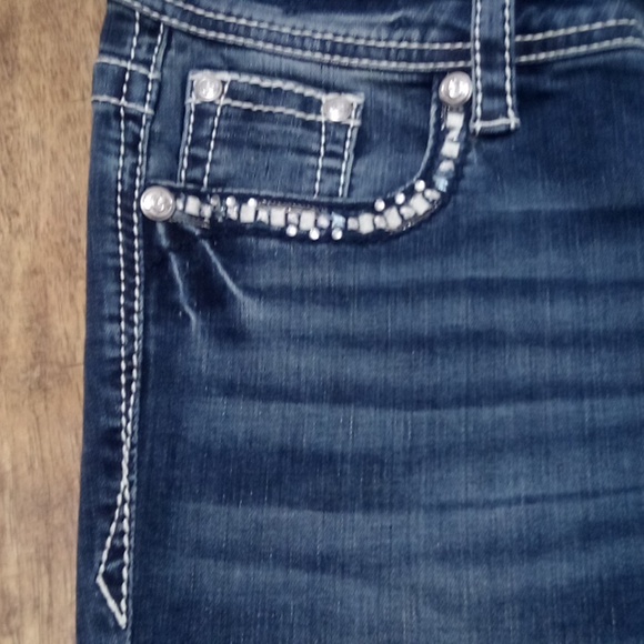 Grace in LA Women's Jeans 27 Bootcut Bejeweled Rhinestones NWT - Picture 7 of 12